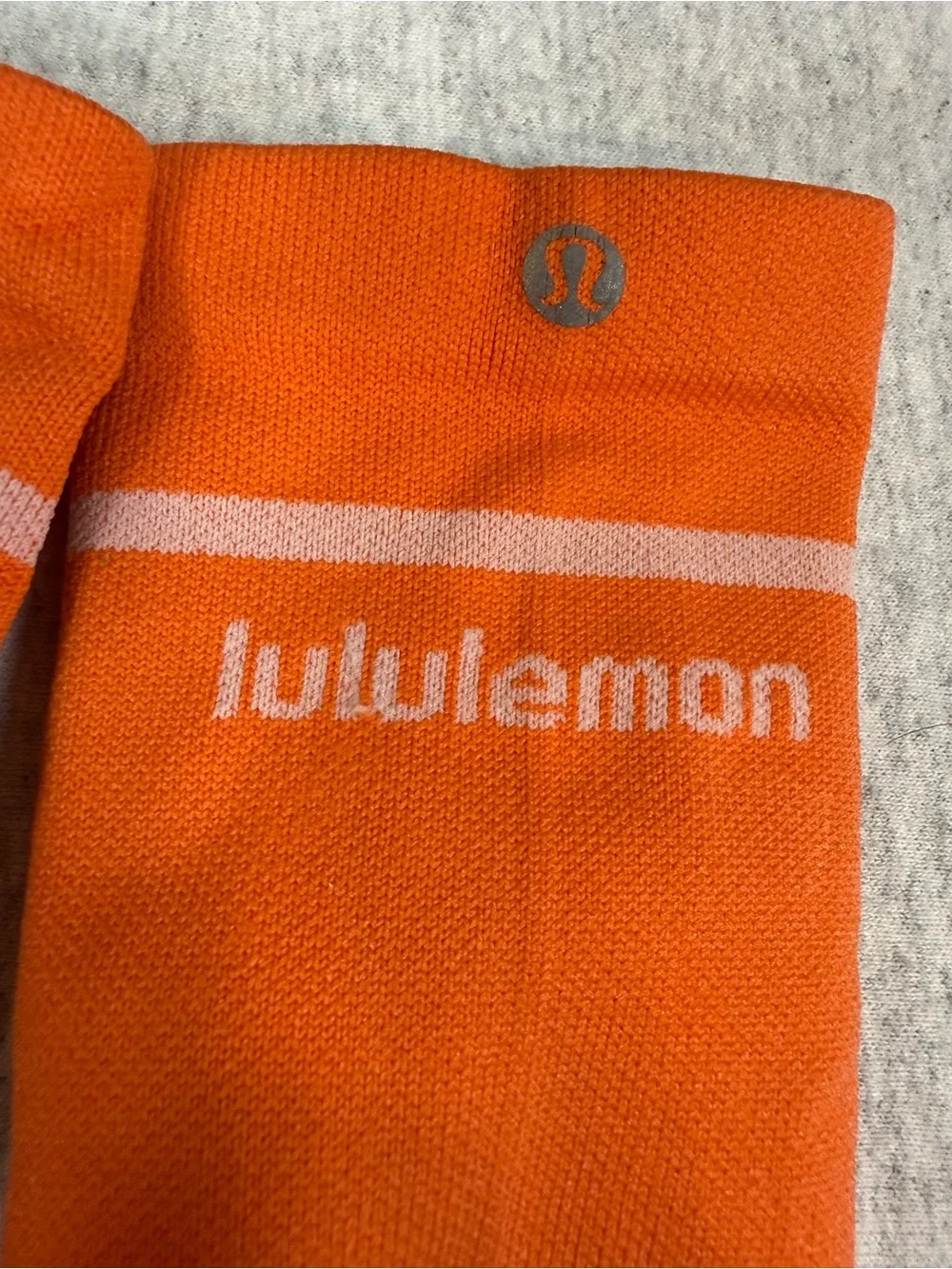 Lululemon Power Stride Crew Socks - Highlight Yellow & Blaze Orange‎ - Large